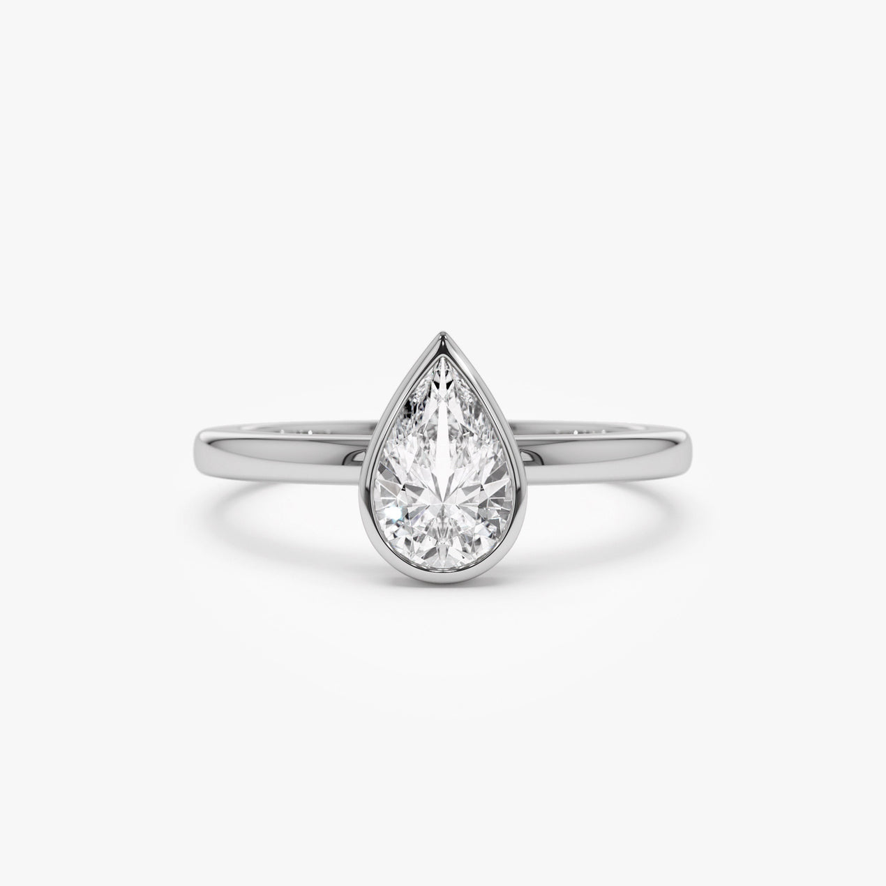 14k Bezel Setting Pear Shaped Lab Grown Diamond Engagement Ring