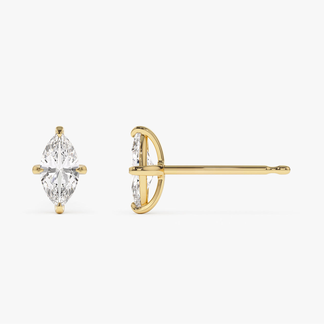 14k Classic Four Prong Marquise Shape Lab Grown Diamond Studs