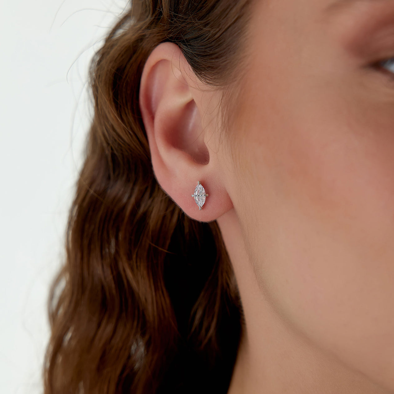14k Classic Four Prong Marquise Shape Lab Grown Diamond Studs