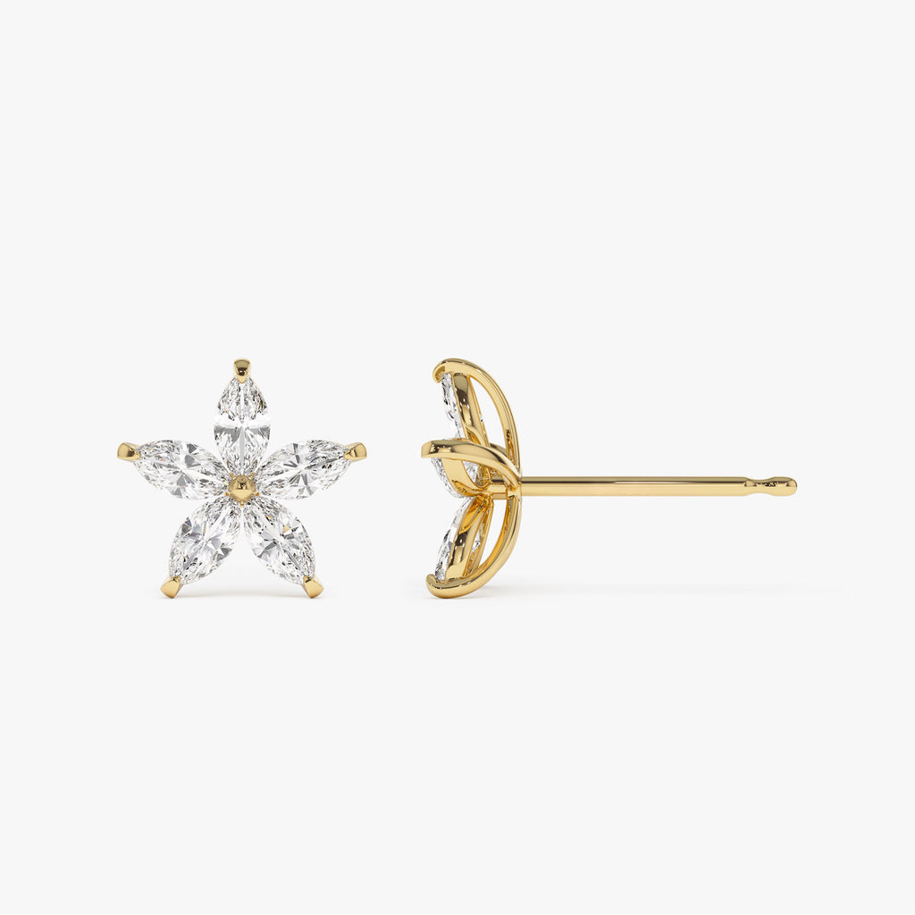 14k Marquise Shaped Lab Grown Diamond Floral Studs
