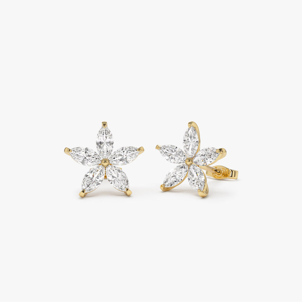 14k Marquise Shaped Lab Grown Diamond Floral Studs