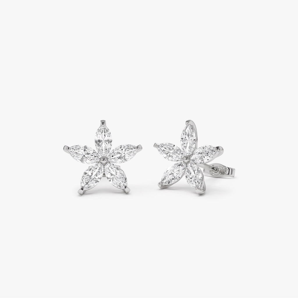 14k Marquise Shaped Lab Grown Diamond Floral Studs