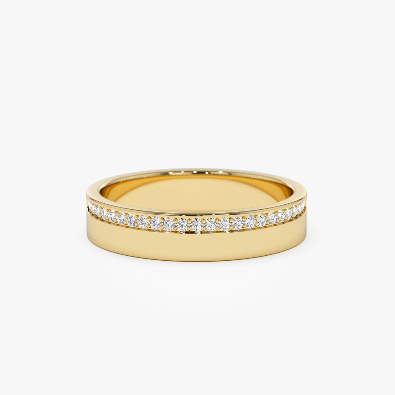 4MM Half Eternity Diamond Band | Diamond Wedding Ring | 14k Gold Thin Ring | Simple Daily Ring