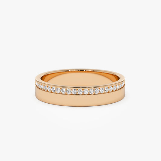 4MM Half Eternity Diamond Band | Diamond Wedding Ring | 14k Gold Thin Ring | Simple Daily Ring