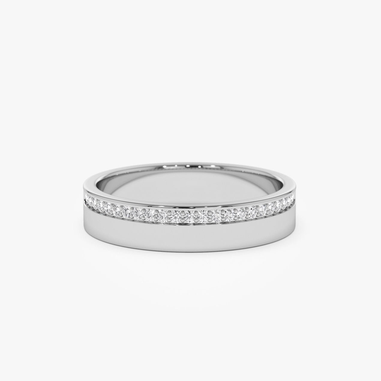 4MM Half Eternity Diamond Band | Diamond Wedding Ring | 14k Gold Thin Ring | Simple Daily Ring