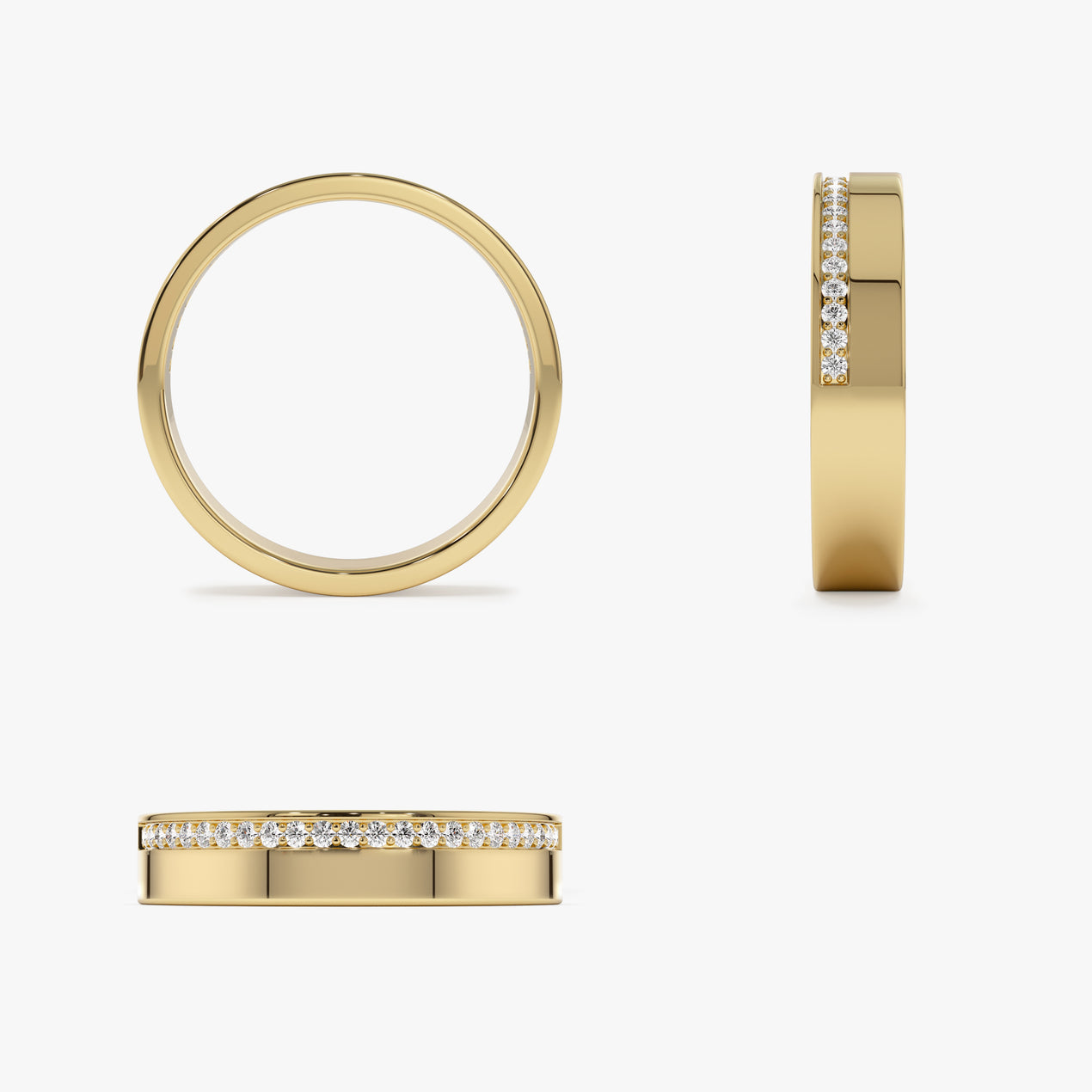 4MM Half Eternity Diamond Band | Diamond Wedding Ring | 14k Gold Thin Ring | Simple Daily Ring