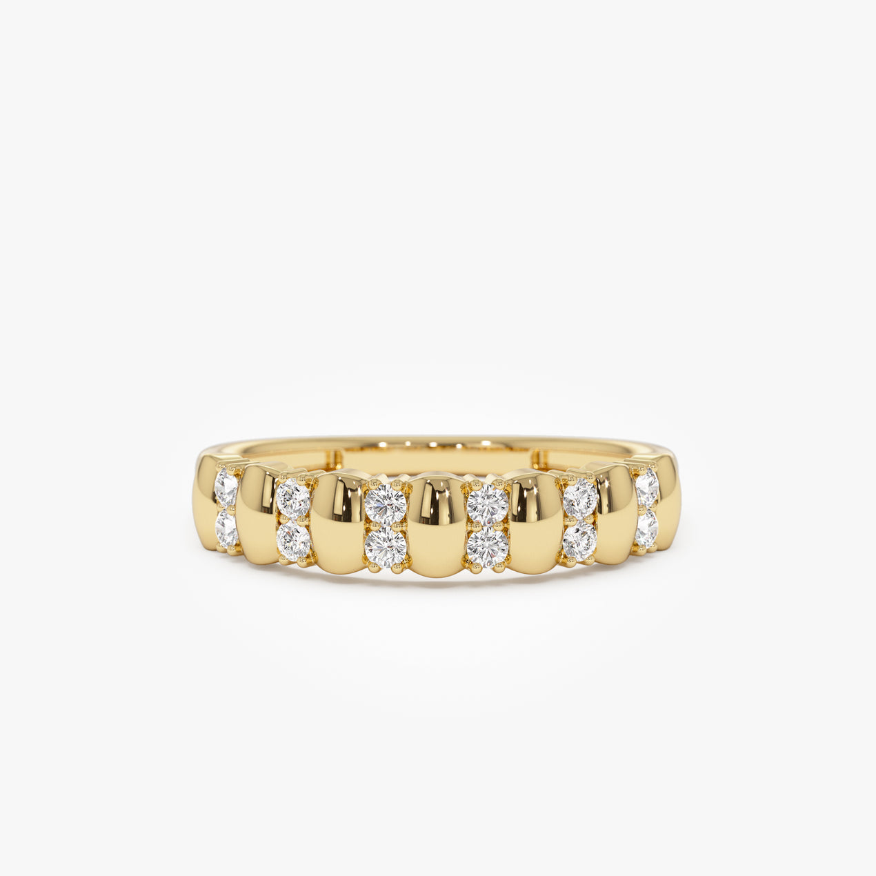 Alternating Diamond Bar Ring | 14k Gold Modern Geometric Wedding Band | Stackable Statement Jewelry Gift