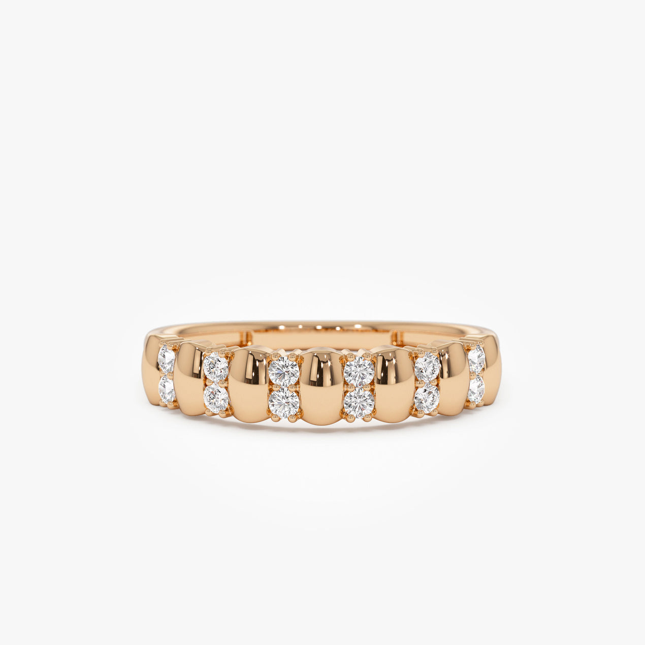 Alternating Diamond Bar Ring | 14k Gold Modern Geometric Wedding Band | Stackable Statement Jewelry Gift