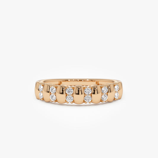 Alternating Diamond Bar Ring | 14k Gold Modern Geometric Wedding Band | Stackable Statement Jewelry Gift