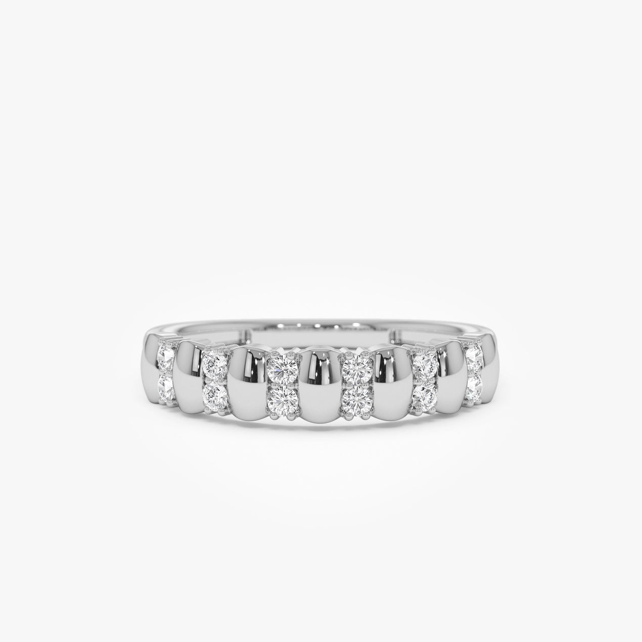 Alternating Diamond Bar Ring | 14k Gold Modern Geometric Wedding Band | Stackable Statement Jewelry Gift