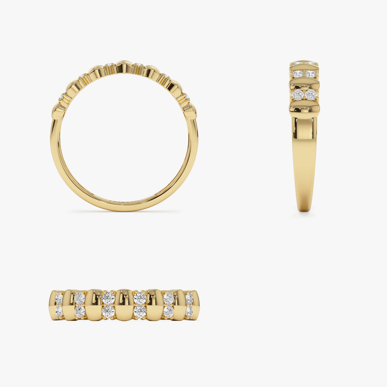 Alternating Diamond Bar Ring | 14k Gold Modern Geometric Wedding Band | Stackable Statement Jewelry Gift
