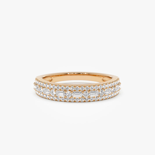 Baguette Diamond Eternity Band | 14k Gold Full or Half Circle Wedding Ring | Stackable Design Luxury Ring for Women