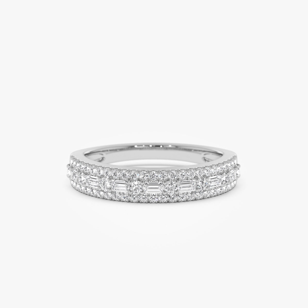 Baguette Diamond Eternity Band | 14k Gold Full or Half Circle Wedding Ring | Stackable Design Luxury Ring for Women