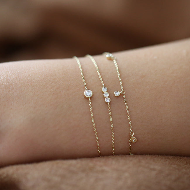 14K Dainty Diamond Solitaire Bracelet
