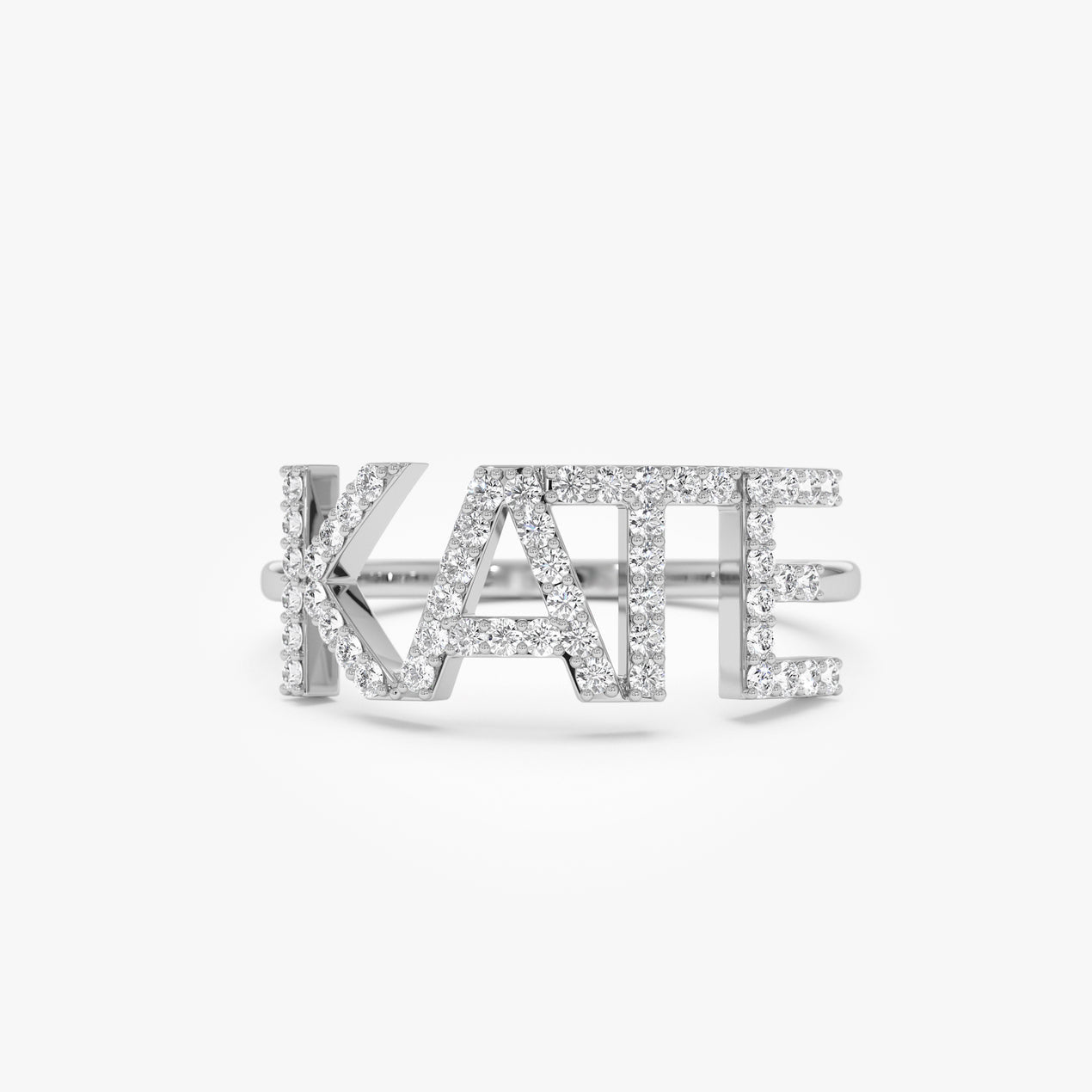 Custom Name Ring with Diamonds | 14k Gold Personalized Jewelry Gift for Women | Engraved Initial Necklace Alternative (Example: KATE)