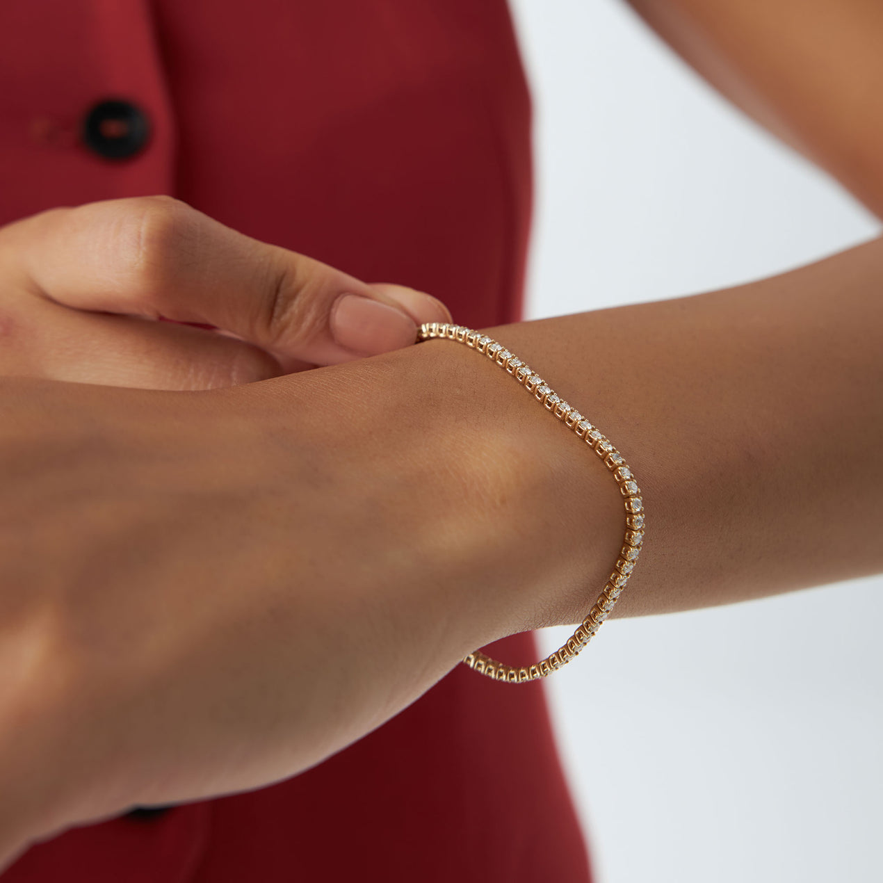 Diamond Tennis Bracelet | 14K Gold Full Eternity Bracelet | Luxury Wedding Stackable Jewelry