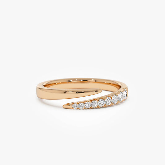 Diamond Crossover Wrap Ring | 14K Gold Stackable Wedding Band | Two-Tone Design Inspiration | Gift for Her
