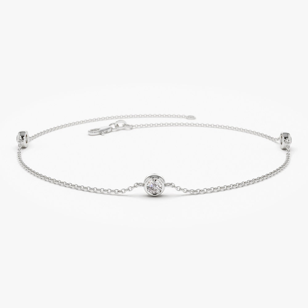 5 Stone Diamond Bracelet | 14K Gold Solitaire by the Yard | 0.50ctw Stackable Gift for Her