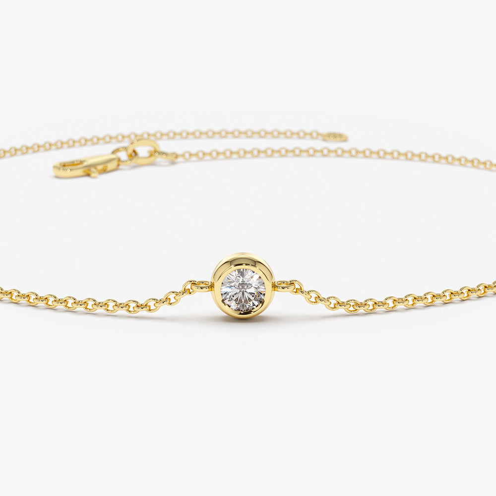5 Stone Diamond Bracelet | 14K Gold Solitaire by the Yard | 0.50ctw Stackable Gift for Her