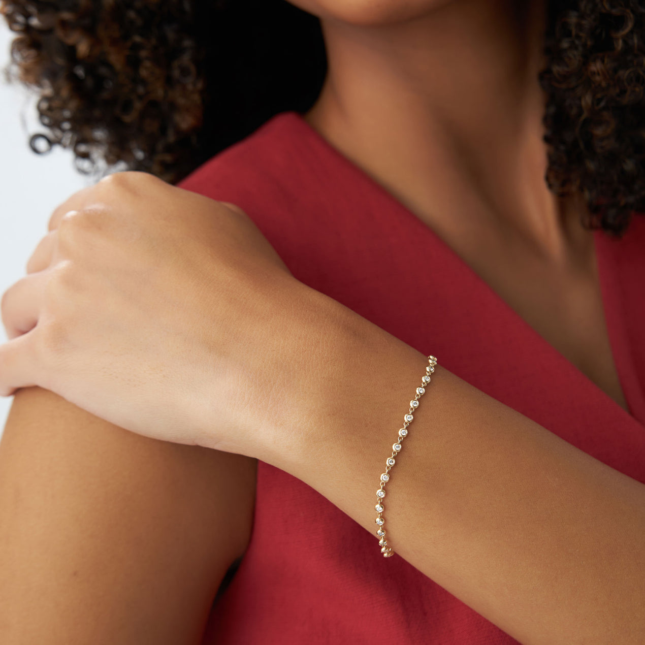 Bezel Set Diamond Tennis Bracelet | 14K Gold Secure Setting | Stackable Luxury Jewelry Gift for Her