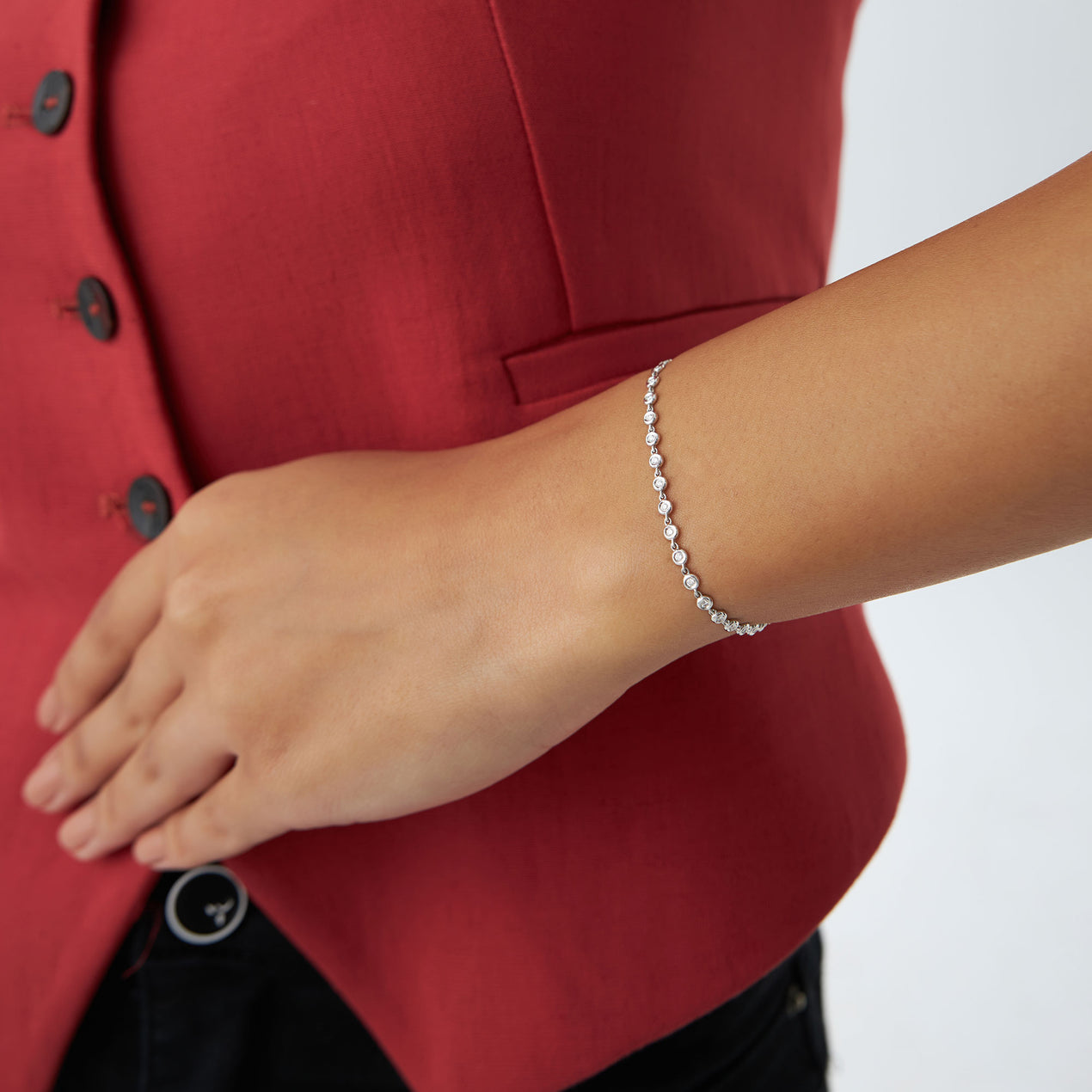 Bezel Set Diamond Tennis Bracelet | 14K Gold Secure Setting | Stackable Luxury Jewelry Gift for Her
