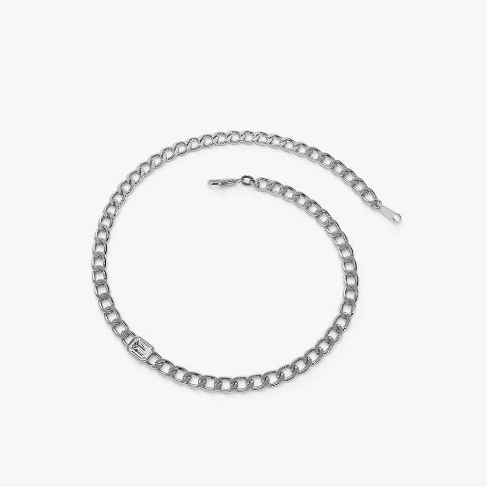 Cuban Link Diamond Bracelet | 14K Gold Emerald Cut Tennis Bracelet | Bold Statement Jewelry for Men & Women
