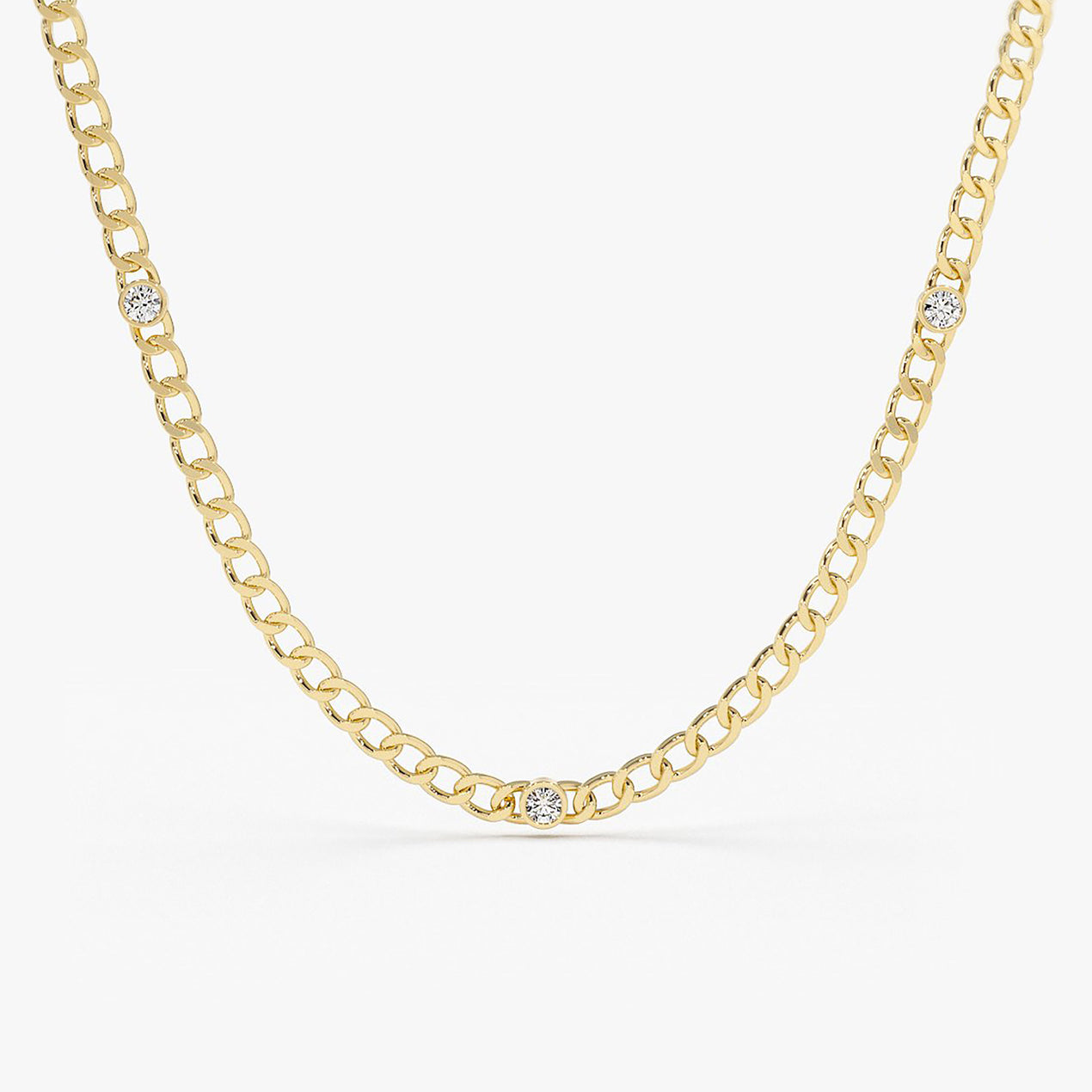 Cuban Link Diamond Necklace | 14K Gold Bezel Set Pendant | Bold Statement Jewelry for Men & Women