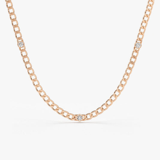 Cuban Link Diamond Necklace | 14K Gold Bezel Set Pendant | Bold Statement Jewelry for Men & Women
