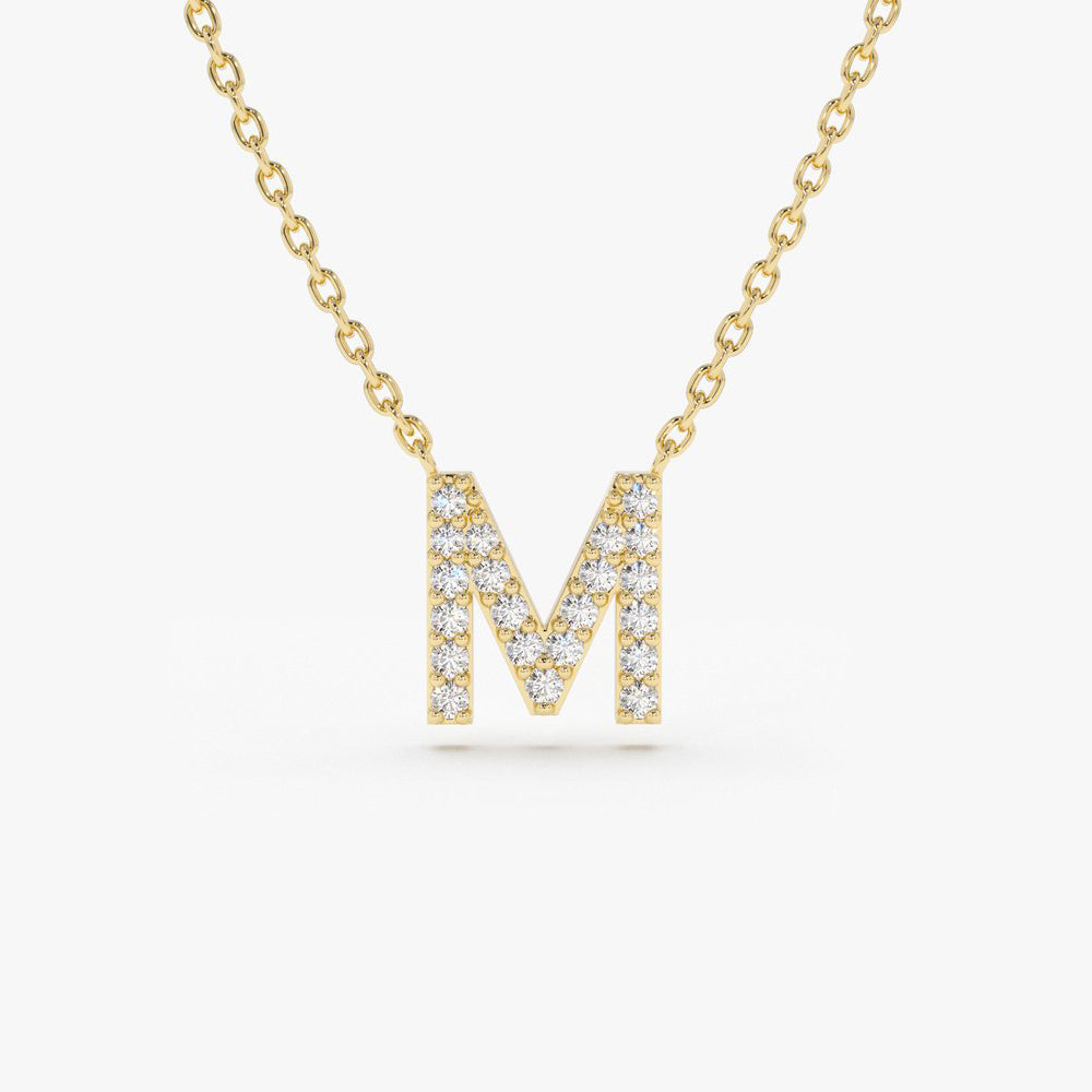14K Gold Diamond Initial Necklace