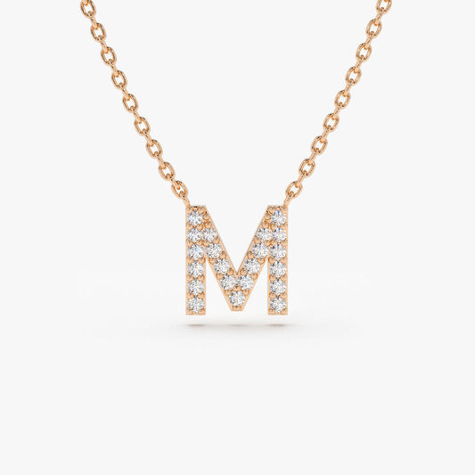 Diamond Initial Necklace | 14K Gold Personalized Name Jewelry | Custom Monogram Gift for Her | Stackable Dainty Pendant