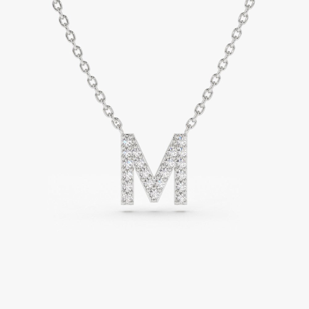 14K Gold Diamond Initial Necklace