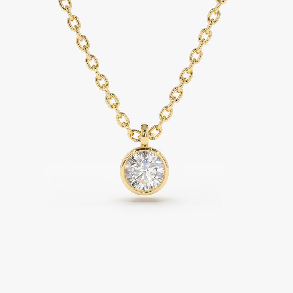 Solitaire Diamond Pendant Necklace | 14K Gold Classic Single Stone Jewelry | Timeless Everyday Gift for Her