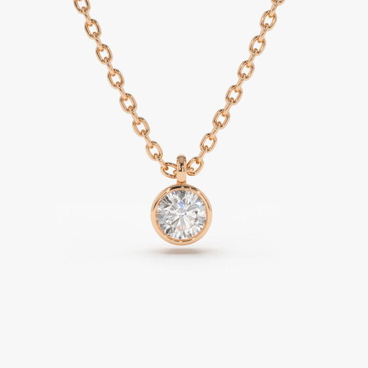 Solitaire Diamond Pendant Necklace | 14K Gold Classic Single Stone Jewelry | Timeless Everyday Gift for Her