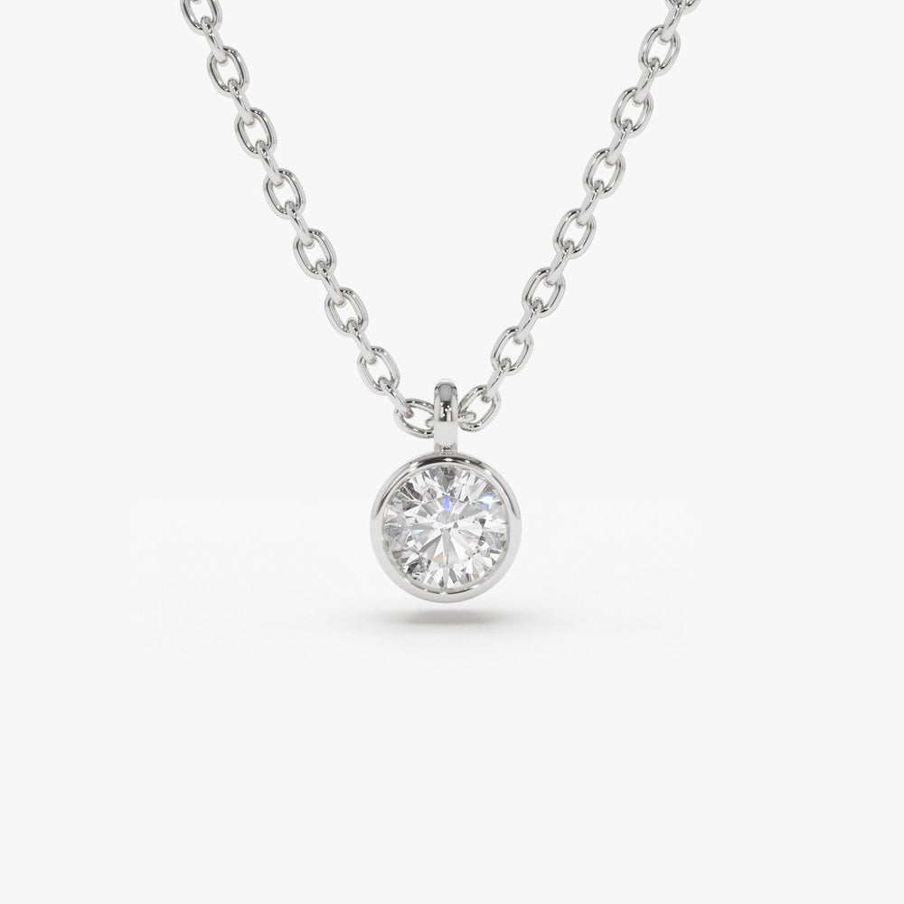 Solitaire Diamond Pendant Necklace | 14K Gold Classic Single Stone Jewelry | Timeless Everyday Gift for Her