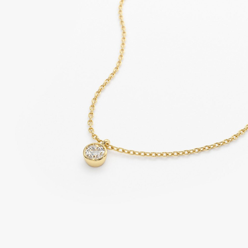 Solitaire Diamond Pendant Necklace | 14K Gold Classic Single Stone Jewelry | Timeless Everyday Gift for Her