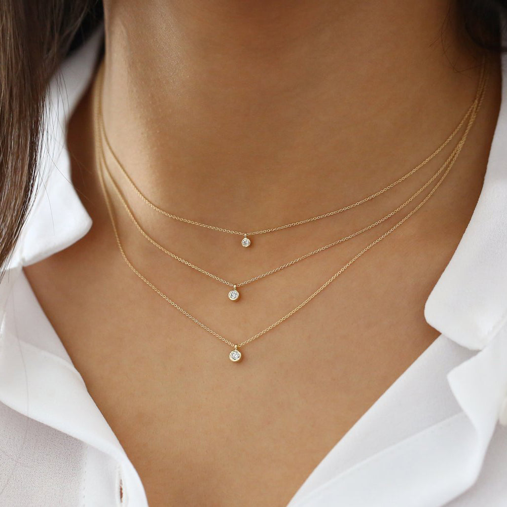 Solitaire Diamond Pendant Necklace | 14K Gold Classic Single Stone Jewelry | Timeless Everyday Gift for Her