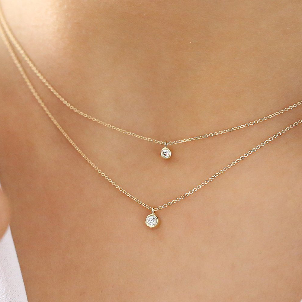 Solitaire Diamond Pendant Necklace | 14K Gold Classic Single Stone Jewelry | Timeless Everyday Gift for Her