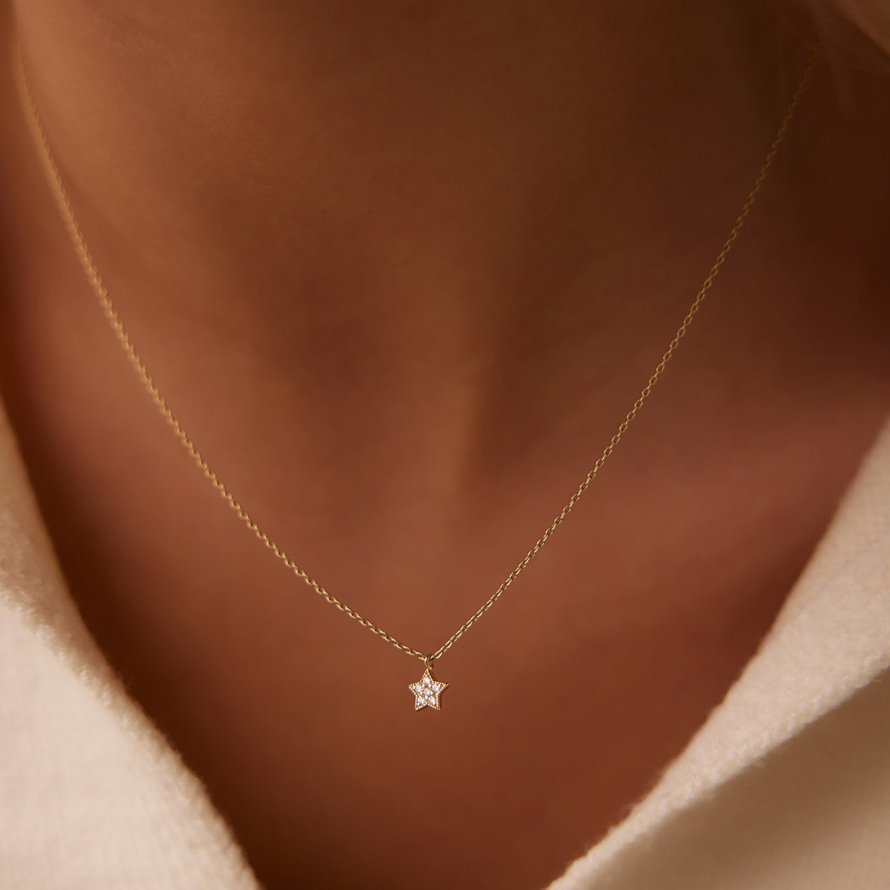 Star Charm Diamond Necklace | 14K Gold Celestial Astronomy Jewelry | Personalized Birth Star Gift Idea
