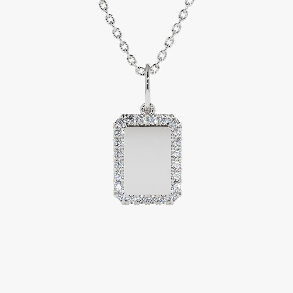 Diamond Initial Tag Necklace | 14K Gold Personalized Name Jewelry | Custom Gift for Her | Monogram Necklace