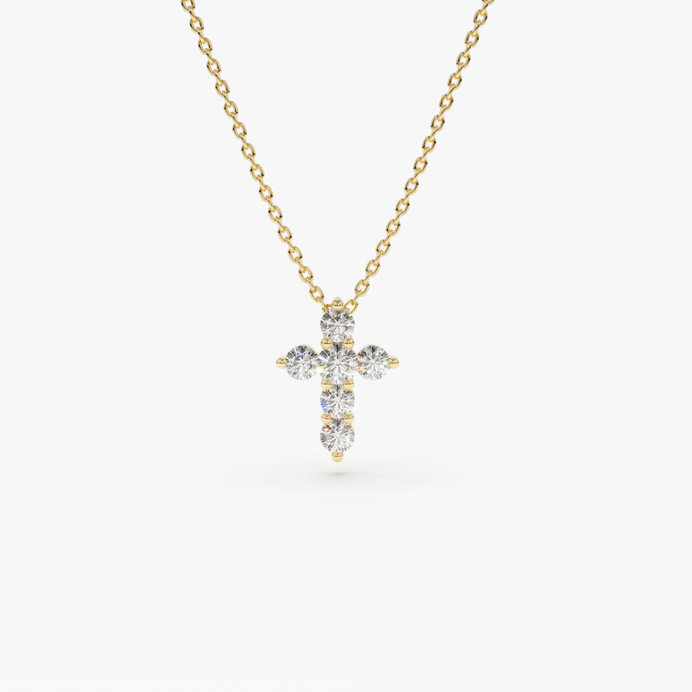 Delicate Diamond Cross Necklace | 14K Gold Faith Jewelry Gift | Minimalist Religious Necklace for Women