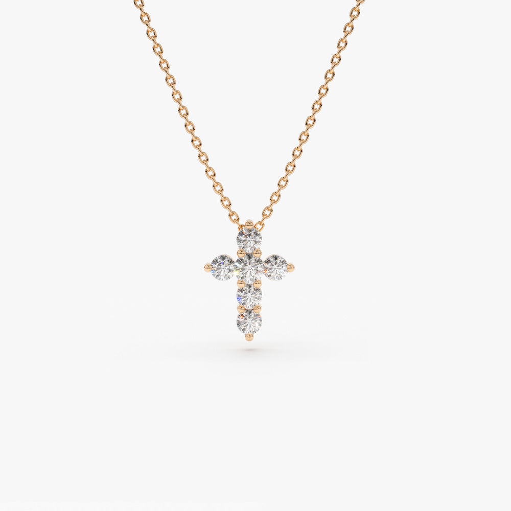 Delicate Diamond Cross Necklace | 14K Gold Faith Jewelry Gift | Minimalist Religious Necklace for Women