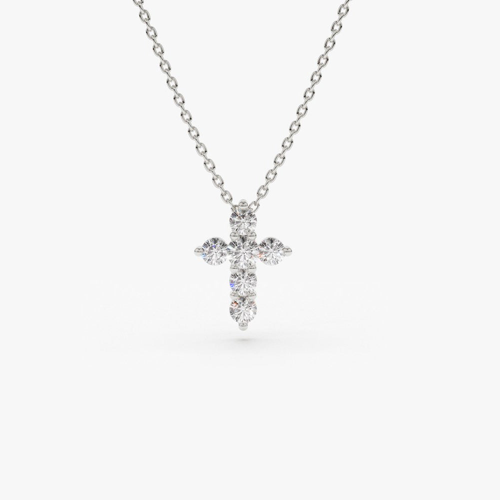 Delicate Diamond Cross Necklace | 14K Gold Faith Jewelry Gift | Minimalist Religious Necklace for Women