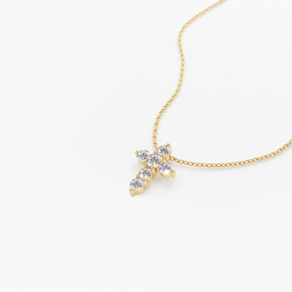 Delicate Diamond Cross Necklace | 14K Gold Faith Jewelry Gift | Minimalist Religious Necklace for Women