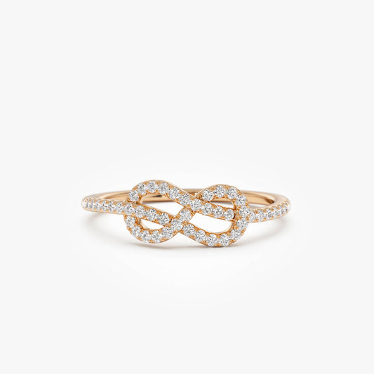 Infinity Knot Diamond Ring | 14k Gold Eternal Love Symbol | Stackable Anniversary Band | Gift for Her