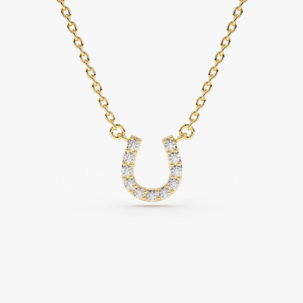 14K Mini Diamond Horseshoe Necklace