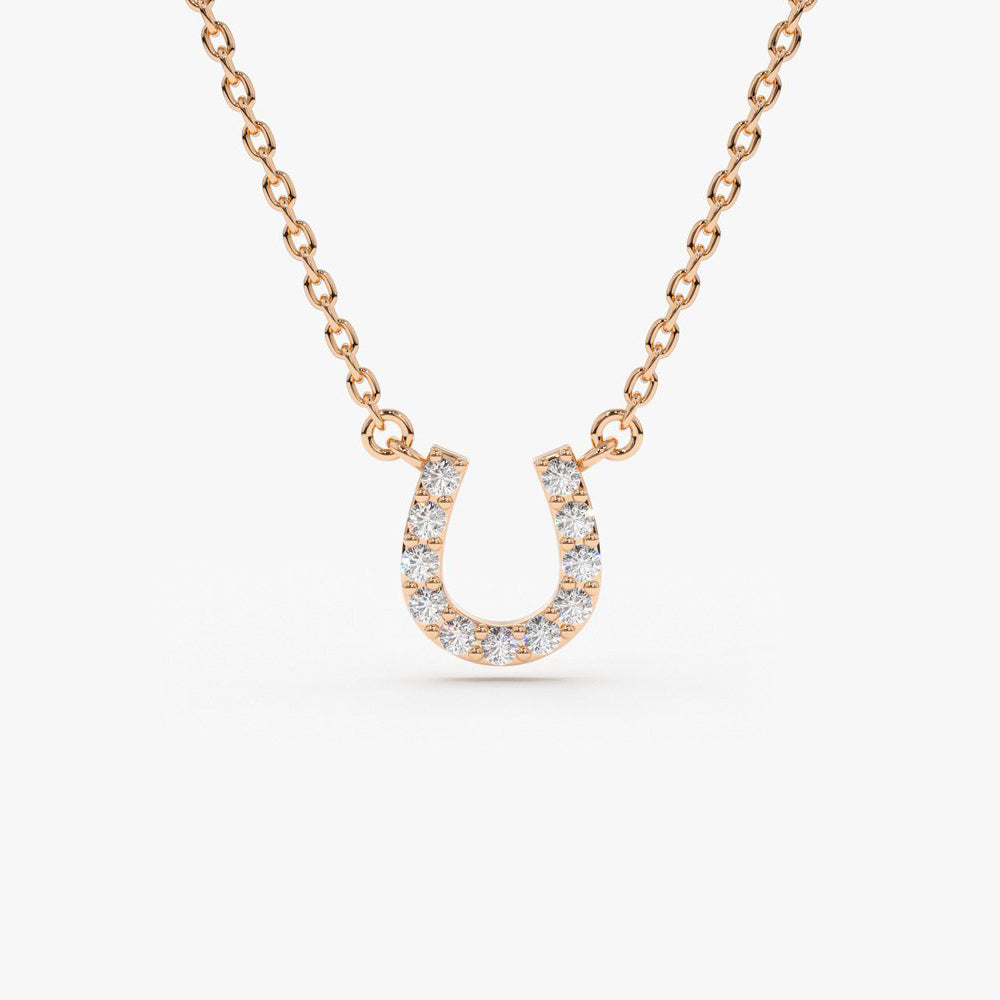 14K Mini Diamond Horseshoe Necklace