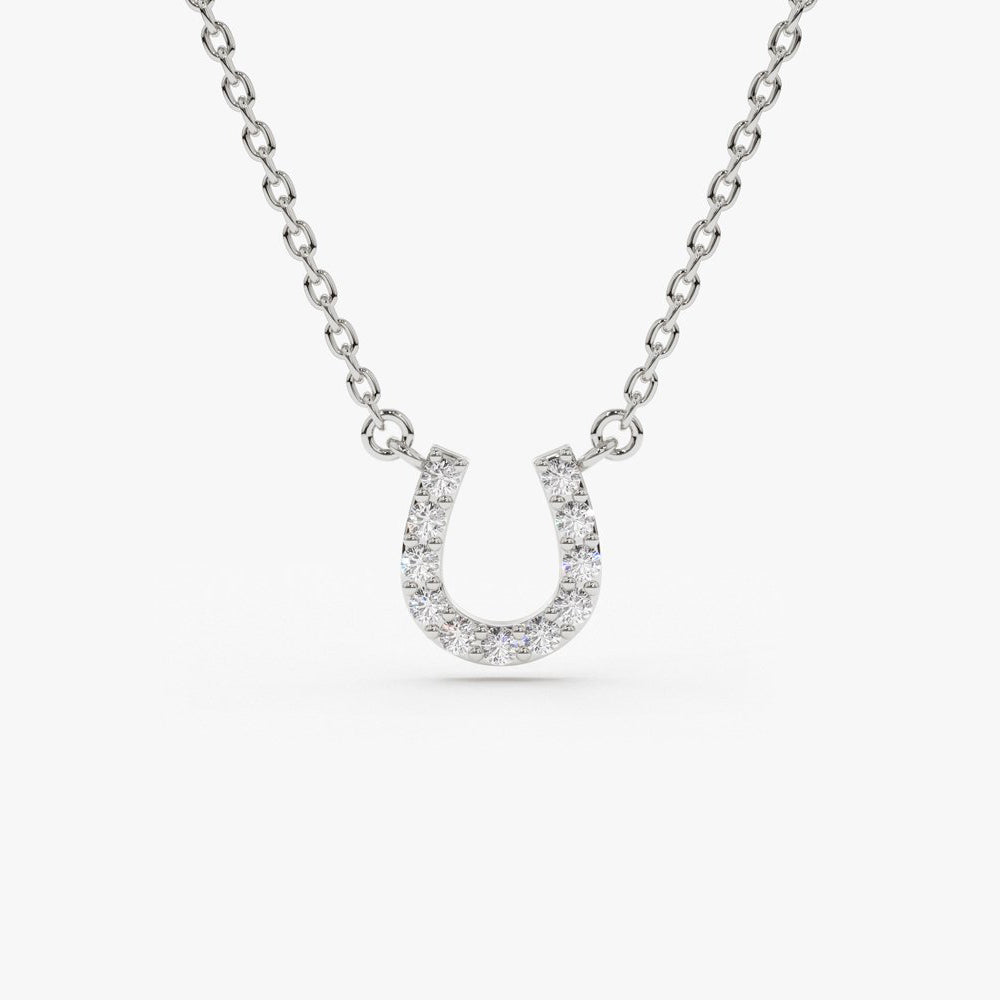 14K Mini Diamond Horseshoe Necklace