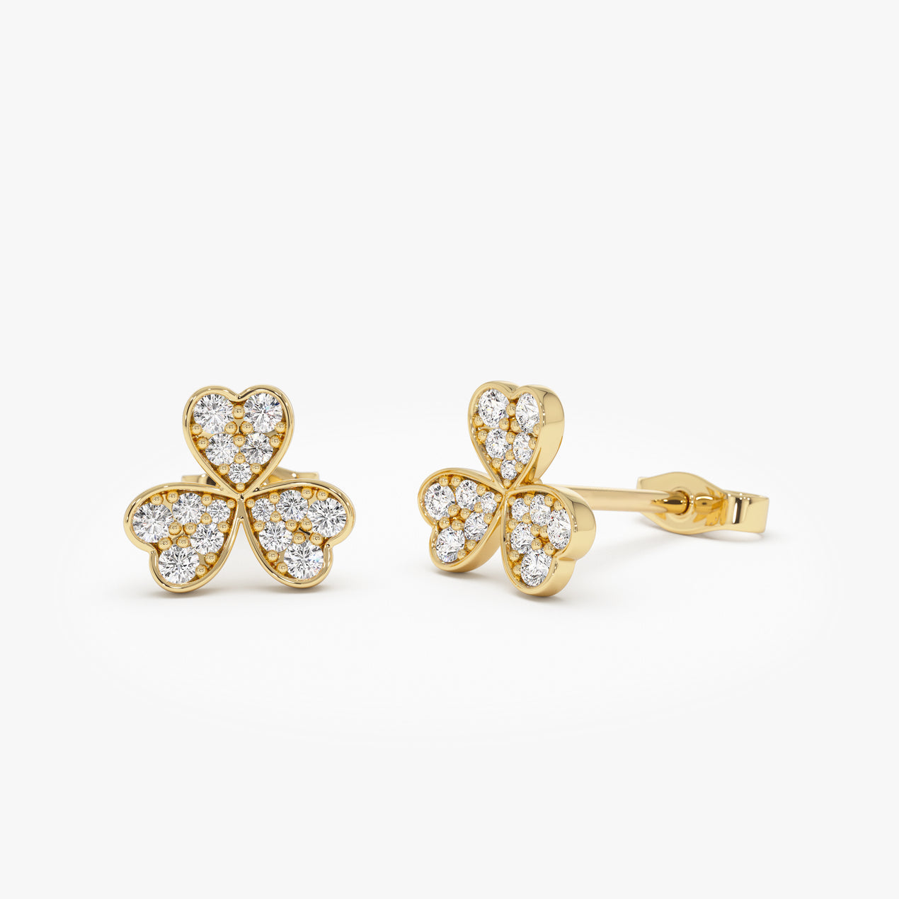 Pave Clover Diamond Earrings | 14K Gold Lucky Symbol Earrings | Four Leaf Clover Gift for Women