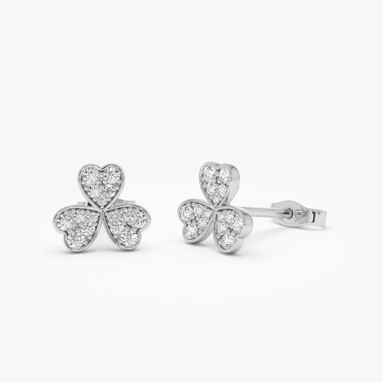 Pave Clover Diamond Earrings | 14K Gold Lucky Symbol Earrings | Four Leaf Clover Gift for Women