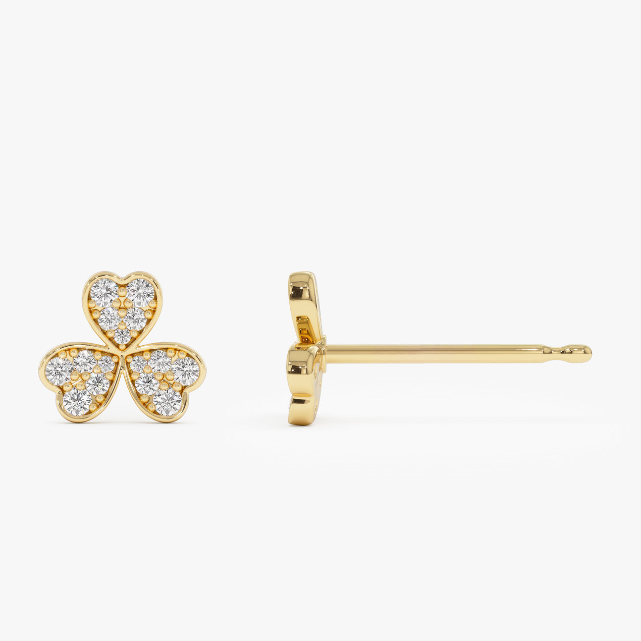 Pave Clover Diamond Earrings | 14K Gold Lucky Symbol Earrings | Four Leaf Clover Gift for Women